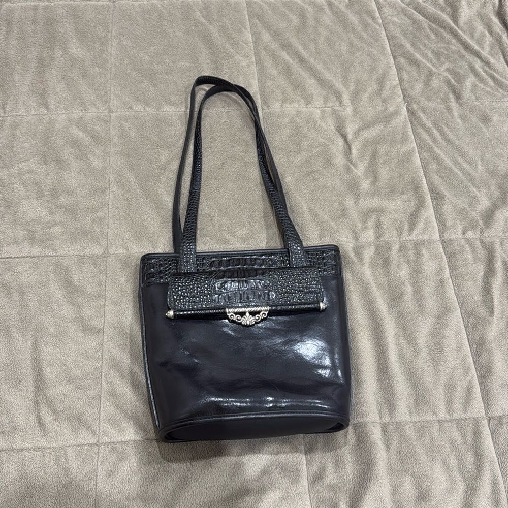 Vintage Brighton Croc Print  Leather and Metal Detail Shoulder Bag